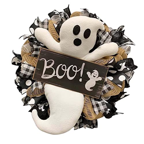 Herbstkranz, Halloween Ghost Wrader Herbst Boo Wearth mit niedlichen Puppentür hängen Willkommenskranz von Hilai