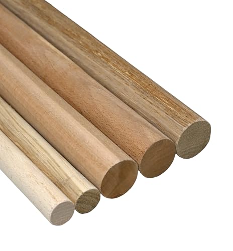 Hilwood Rundstab Rundstäbe Eiche Esche Buche Ø22 mm bis 60 mm (1m -1,19 m Länge) (Holzart: Esche, 100 cm, Durchmesser: 45 mm) von Hilcar