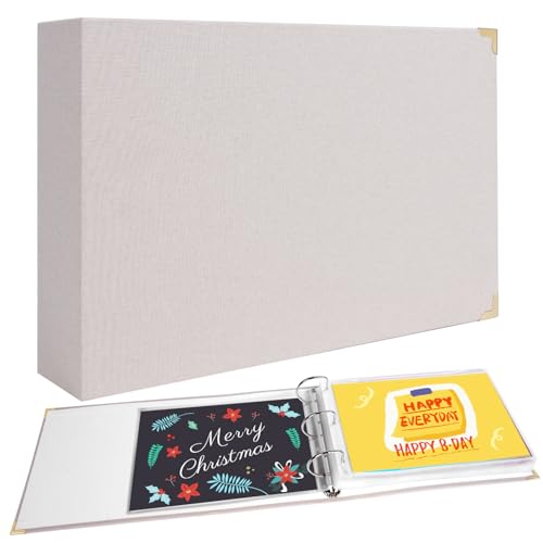 Grußkarten-Organizer, D-Ringbuch-Organizer für 10,2 x 15,2 cm, 12,7 x 17,8 cm, Geburtstagskarten, Leineneinband, Kartenhalter, 100 Karten, Aufkleber, Fotos, Handwerk, Scrapbooking, Schutz und Grußkarten-Organizer, D-Ringbuch-Organizer für 10,2 x 15,2 cm, 12,7 x 17,8 cm, Geburtstagskarten, Leineneinband, Kartenhalter, 100 Karten, Aufkleber, Fotos, Handwerk, Scrapbooking, Schutz und von Hileapx