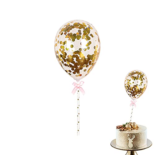 10 Stück Cake Topper Konfetti Ballon 5 Zoll Latex Luftballons Pailletten Aufblasbare Luftballons Mini Kuchen Luftballons Dekorative Konfetti Luftballons für Geburtstagsfeier Hochzeitstag Round Gold von Hileyu