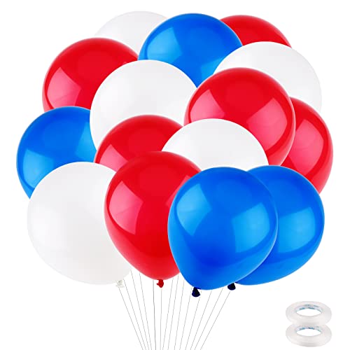 30 Stück Blau Weiß Rot Luftballons 12 Zoll Latex Helium Luftballons mit 2 Rolle Ballonkette Geburtstagsfeier Dekorationen Kit Blauer Luftballons Geburtstagsdeko Blau Ballons für Hochzeit Graduierungen von Hileyu