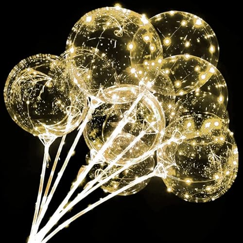 Light Up Balloons 10 Packs Leuchtballons LED Fairy Lights Bobo Ballons mit 10ft Lichter Glow in the Dark Ballons für Geburtstag, Hochzeit Valentinstag Weihnachten Party Dekoration (Warm) von Hileyu