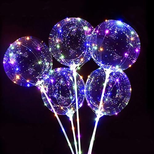 Light Up Balloons 10 Packs Leuchtballons LED Fairy Lights Bobo Ballons mit 10ft Lichter Glow in the Dark Ballons für Geburtstag, Hochzeit Valentinstag Weihnachten Party Dekoration (Multi-colour) von Hileyu