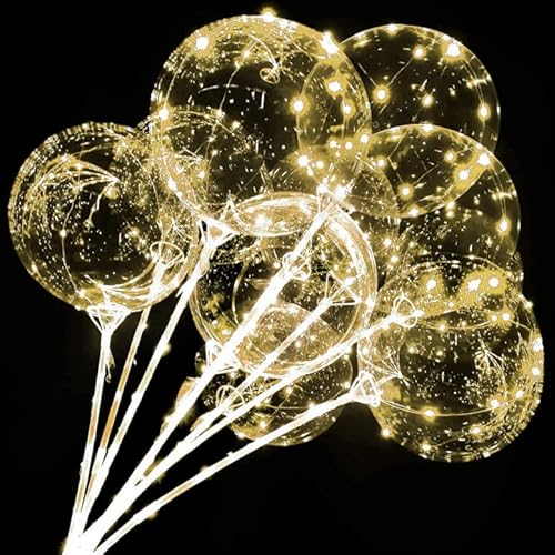 Light Up Balloons 10 Packs Leuchtballons LED Fairy Lights Bobo Ballons mit 10ft Lichter Glow in the Dark Ballons für Geburtstag, Hochzeit Valentinstag Weihnachten Party Dekoration (Warm) von Hileyu