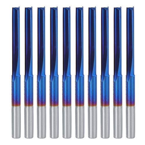 10-teiliges Fräserset Blau Beschichteter Hartmetall 2-Flöten-Geradfräser ZDZCYS22DL Holzfräser von Hililand