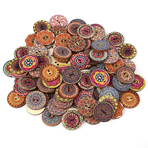 100 Stück Knöpfe aus Holz (Vintage Knöpfe gemischt) von Hilitand