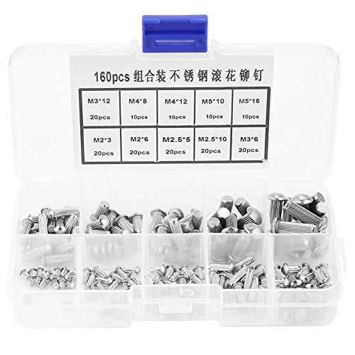 160 stücke M2-M5 Feste Nieten Kit Edelstahl Runden Kopf Rändelschaft Feste Nieten Sortiment Set mit Aufbewahrungsbox 160 stücke M2-M5 Feste Nieten Kit Edelstahl Runden Kopf Rändelschaft Feste Nieten Sortiment Set mit Aufbewahrungsbox von Hilitand