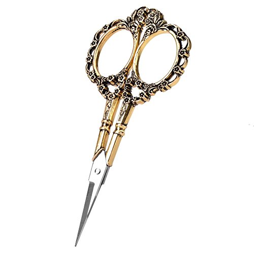 1pc Vintage antike Edelstahl Nähschere Blumen-Muster-Handstickerei-klassische geschmiedete Scheren(Golden) von Hilitand