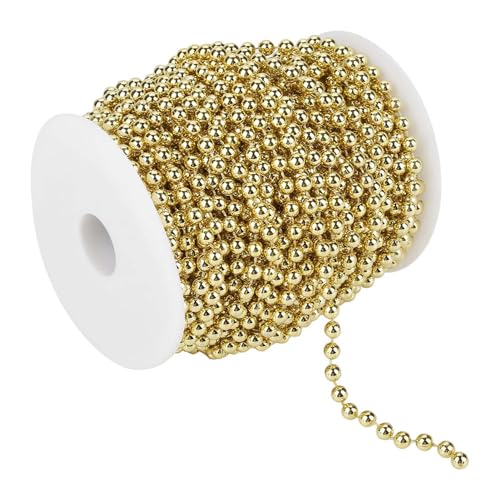 25 m Perlenrolle Galvanik, Bastelmaterial Kunstperlen Draht Perlen Girlande Schnur DIY Hochzeit Party Dekoration 6 mm (Golden) von Hilitand