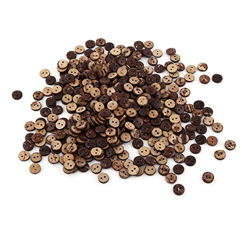 400 Stücke Nähen Knöpfe Natürliche Brown Coconut Shell 2 Löcher Scrapbooking Decor DIY Zubehör 10mm von Hilitand