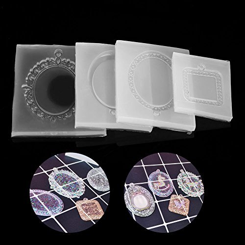 4pcs quadratische Form Art Decortive Silikonformen Epoxidharz DIY Mould Oval Anhänger machen von Hilitand