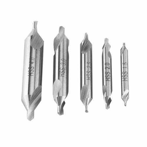 5 x High Speed Stahl-Center Bohrer-Bits Set 60 Grad Winkel 1,5/2/2,5/3/4 mm Kegelsenker Bit Set Tool von Hilitand