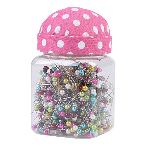 500Pcs Perlennadeln Multicolor Nadeln Quilten Pins in Pink Stoff bedeckt Pin Kissen Flasche Sewing Craft von Hilitand