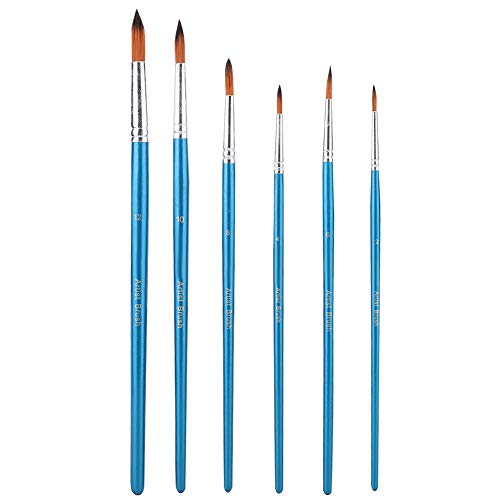 6 stücke Nylon Haar Gouache Stift Pinsel Set Pinsel Set Malerei Zeichnung Pinsel Stift Maniküre Werkzeug für Ölgemälde Aquarell(Blau) von Hilitand