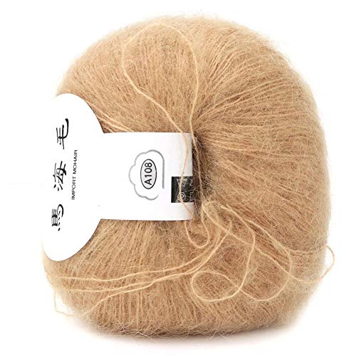 Beliebte weiche Mohair Strick Angora Wolle Garn für DIY Stricken (mit einer Häkelarbeit)(khaki),Strickwerkzeuge von Hilitand