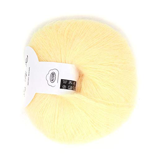 Beliebte weiche Mohair Strick Angora Wolle Garn für DIY Stricken (mit einer Häkelarbeit)(light yellow) von Hilitand
