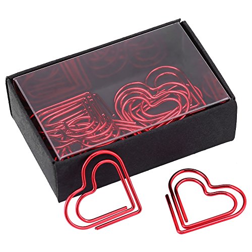 GLOGLOW Liebe Herzförmige Büroklammern Lesezeichen Kennzeichnung Dokument Organizing Clip Briefpapier Seite Marker für Büro Schulbedarf(rot) von GLOGLOW