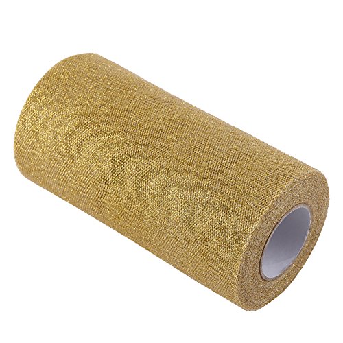 Glitter Tulle Rollenspule , Zubehör für Kleidungszubehör Pailletten Party Supplies funkelnde Pailletten Rollen für Hochzeit Dekoration oder Rock DIY Handwerk 25 Yards in Länge(Golden) von Hilitand