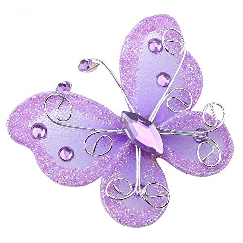 Hilitand 24 stücke Weihnachten Schmetterling Ornamente Mesh Draht Glitter Schmetterling Hochzeit Kleidung Wand Baum Dekoration DIY Liefert(Violett) von Hilitand