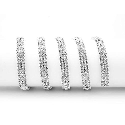 Hilitand 3 Reihen DIY Ab Farbe Nähen Kristall Strass Band Kette Diamant Mesh Bling Dekoration Kleidung Schuhe Zubehör(Sliver) von Hilitand