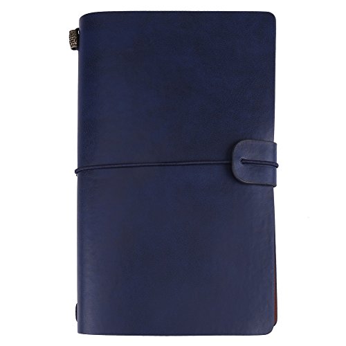 Hilitand Reisetagebuch, Notizbuch aus PU-Leder, klassisch, 5 Farben, personalisiertes Tagebuch, Tagebuch, nachfüllbarer Notizblock (Dark Blue) von Hilitand