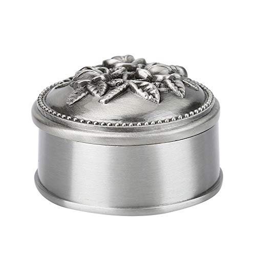 Hilitand Schmuckschatulle Vintage Blume geschnitzt Runde Design Antik Frauen Trinket Zink-Legierung Schmuck Fall für Ring Storage,Andere Sammlerstücke von Hilitand