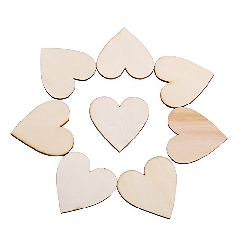 Holzherzen Holz Herzform Holz Herzen Deco Scheiben Verschönerung Leere hölzerne Herz Verzierungen für Hochzeiten Plaques Kunst Handwerk Karte Machen oder Dekoration (50mm) von Hilitand