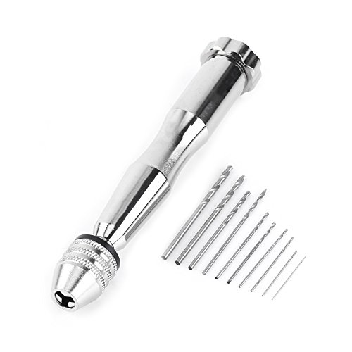 Mini Drill Pin Vise Hand Drill Präzisions-Pin mit Spiralbohrer - 10pcs Rotierende Werkzeuge für Bastelarbeiten, Modellbau, Mini-Spiralbohrer zum Heimwerken von Hilitand