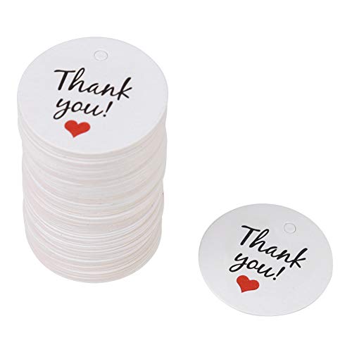 Paper Tags, 100 Stück 1,38 "Runde Geschenkanhänger für Hochzeit Gunst Tags / Produkt Hang Etiketten / Kleidung Schmuck Preisschild, weiß(# 2) von Hilitand