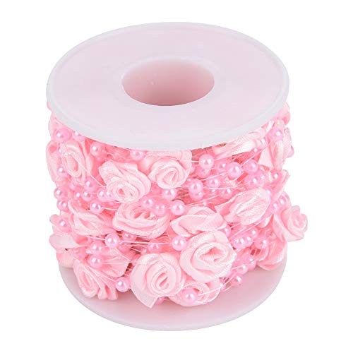 Rose Künstliche Perle Draht Perlen Garland String 10m / Rolle 3mm DIY Hochzeit Dekoration, Faux Kristall Perlen(pink) von Hilitand