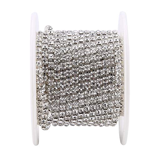 SS12 5 yard/rolle Kristall Kette DIY Mode Nahe Tasse Kette Bekleidung Kristall Diamant Band Dekoration Zubehör(Silber) von Hilitand