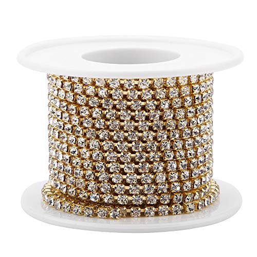 SS12 5 yard/rolle Kristall Kette DIY Mode Nahe Tasse Kette Bekleidung Kristall Diamant Band Dekoration Zubehör(Gold) von Hilitand