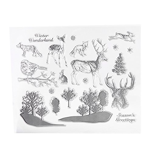 Silikonstempel Set Transparent für Scrapbook/Fotoalbum Silikon Wald-Pflanzen und -Tiere für DIY von Hilitand