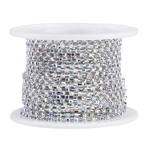 Strassband Kristall Strass Schließen Kette Trimmen Klaue Kette Schmuck Handwerk für DIY Dekoration,Brautschleier,Kostüme(ss6 Silber) von Hilitand