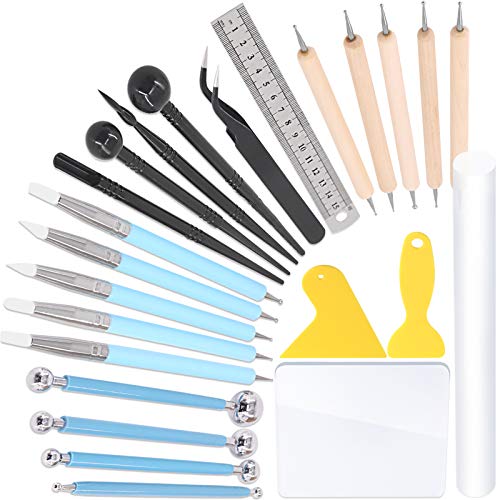 Hilitchi 24 Stück Keramik Clay Tools Set Detail Modellierung Kit einschließlich Kugelschreiber Dotting Tool Mehrzweck-Silikon-Form-Werkzeug für Anfänger, Profis und DIY Hilitchi 24 Stück Keramik Clay Tools Set Detail Modellierung Kit einschließlich Kugelschreiber Dotting Tool Mehrzweck-Silikon-Form-Werkzeug für Anfänger, Profis und DIY von Hilitchi