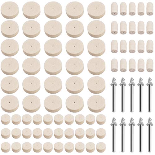 Hilitchi Boxen mit 90 Stück Filz Polieren Pad Buff Reinigen Rollen und Point Dorn Buff Kit für Dremel Rotary Werkzeuge von Hilitchi