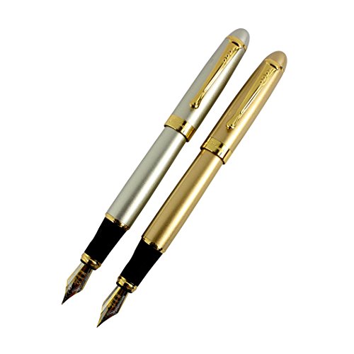 2 Stück jinhao 450 Füllfederhalter mattes Gold, matt silberfarbenes Set mit Stifttasche und Geschenkkarton 2 Stück jinhao 450 Füllfederhalter mattes Gold, matt silberfarbenes Set mit Stifttasche und Geschenkkarton von Hillento