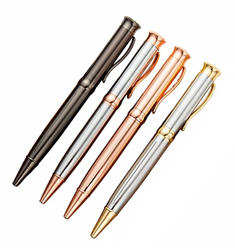 Hillento 4pcs einziehbare Kugelschreiber Metall Stifte Schreibwaren Büro Schule Geschenk, 4 Farben von Hillento