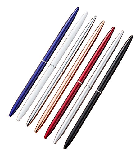 Hillento 7 Stück Kugelschreiber, slim Kugelschreiber Kugelschreiber, Büro/Hotelbedarf, schwarze Tinte, Privat- oder Firmengeschenk (blau, schwarz, roségold, silber, weiß, rot und stahl) von Hillento