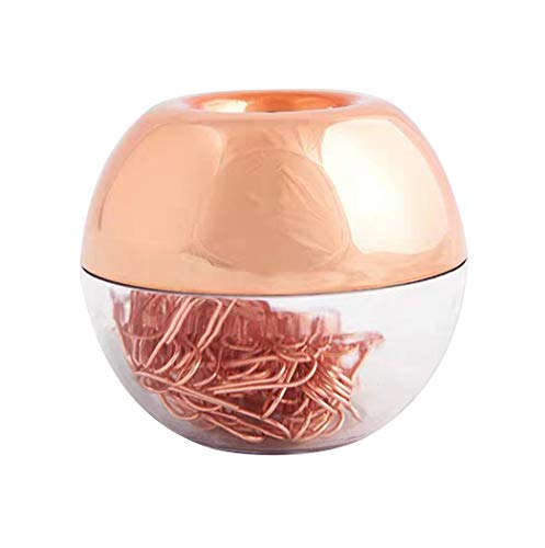 Hillento Rotgoldene Büroklammern in elegantem, magnetischem Marmor-Roségold, 100 Clips pro Box, 28 mm Büroklammern für Bürobedarf, Schreibtisch-Organizer von Hillento