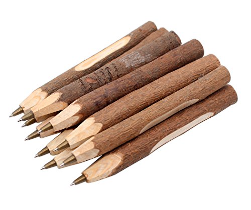 Hillento Handarbeit aus Holz Kugelschreibern, Jahrgang kreativer ursprünglicher ökologischer Holz-Kugelschreiber, Schulmaterial, 10pcs, kurz Stil von Hillento