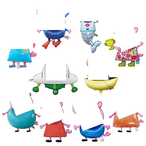 George Folienballon, Hilloly 10 Stück Pig Folienballons, Rosa Pig Premium Luftballons,Cartoon Pe-ppa Pig Geburtstagsdeko,Mädchen und Junge Helium Ballons Party Deko von Hilloly