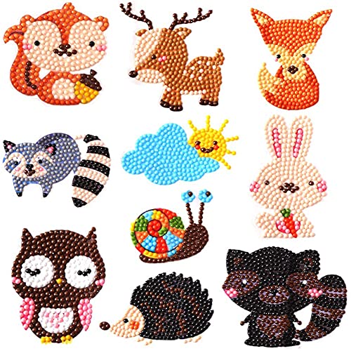 Hilloly 5D Diamond Painting Set für Kinder, 20 Stück DIY Tiermalerei Tiere Diamant Aufkleber Kit, Diamant Malerei Kits, Mosaik Set Kinder, DIY Diamant Painting Kit für Kinder und Erwachsene Anfänger von Hilloly