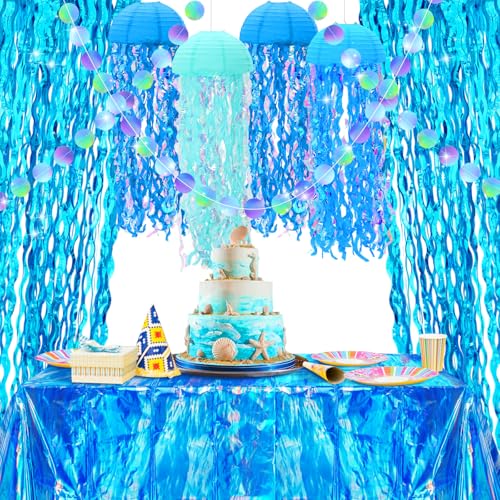 Hillsuren 8 Stück unter dem Meer Party Dekorationen Ozean Wellen Tischdecken Blau Lametta Folie Fransenvorhang Quallen Papierlaternen Glitzer Kreis Girlande Hängendes Banner für Babyparty Geburtstag Hillsuren 8 Stück unter dem Meer Party Dekorationen Ozean Wellen Tischdecken Blau Lametta Folie Fransenvorhang Quallen Papierlaternen Glitzer Kreis Girlande Hängendes Banner für Babyparty Geburtstag von Hillsuren