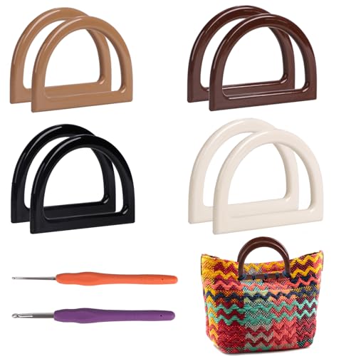Hilltian 8 + 2 Stück D-förmige Handtaschengriffe mit Häkelnadel, 4 Farben, Taschengriffe für handgefertigte Häkeltaschen, Geldbörsenherstellungszubehör Hilltian 8 + 2 Stück D-förmige Handtaschengriffe mit Häkelnadel, 4 Farben, Taschengriffe für handgefertigte Häkeltaschen, Geldbörsenherstellungszubehör von Hilltian
