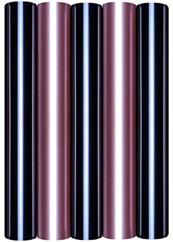 5 x A4 Transferfolie/Textilfolie zum Aufbügeln auf Textilien - perfekt zum Plottern, P.S. Film:5er Set Black&Rosé Gold von Hilltop