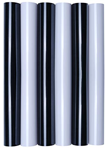 5 x A4 Transferfolie/Textilfolie zum Aufbügeln auf Textilien - perfekt zum Plottern, P.S. Film:6er Set Black & White von Hilltop