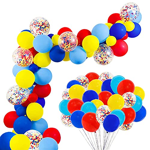 Luftballon Girlande Hillylolly 80 Stück Geburtstag Luftballons, Ballon Girlande Set, Luftballon Konfetti, Luftballon Girlande Pastell, Helium Ballons, Party Deko für Hochzeit/Geburtstag/Baby(Rot-Blau) von Hillylolly
