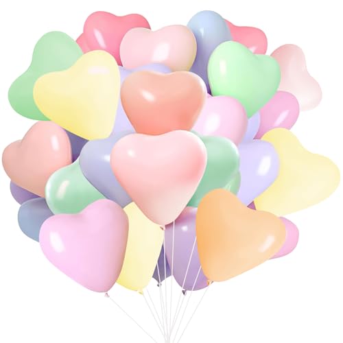 Herzluftballons Naturlatex, Hillylolly Herzluftballons Bunt, Herz Ballon Set, Latex Ballons Herz, Naturlatex, 100 Stück,für Hochzeit/Verlobung/Valentinstag/Geburtstag/Party (Macarons) von Hillylolly