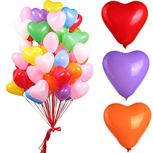 Herzluftballons Naturlatex, Hillylolly Herzluftballons Bunt, Herz Ballon Set, Latex Ballons Herz, Naturlatex, 100 Stück,für Hochzeit/Verlobung/Valentinstag/Geburtstag/Party (Regenbogenfarben) von Hillylolly